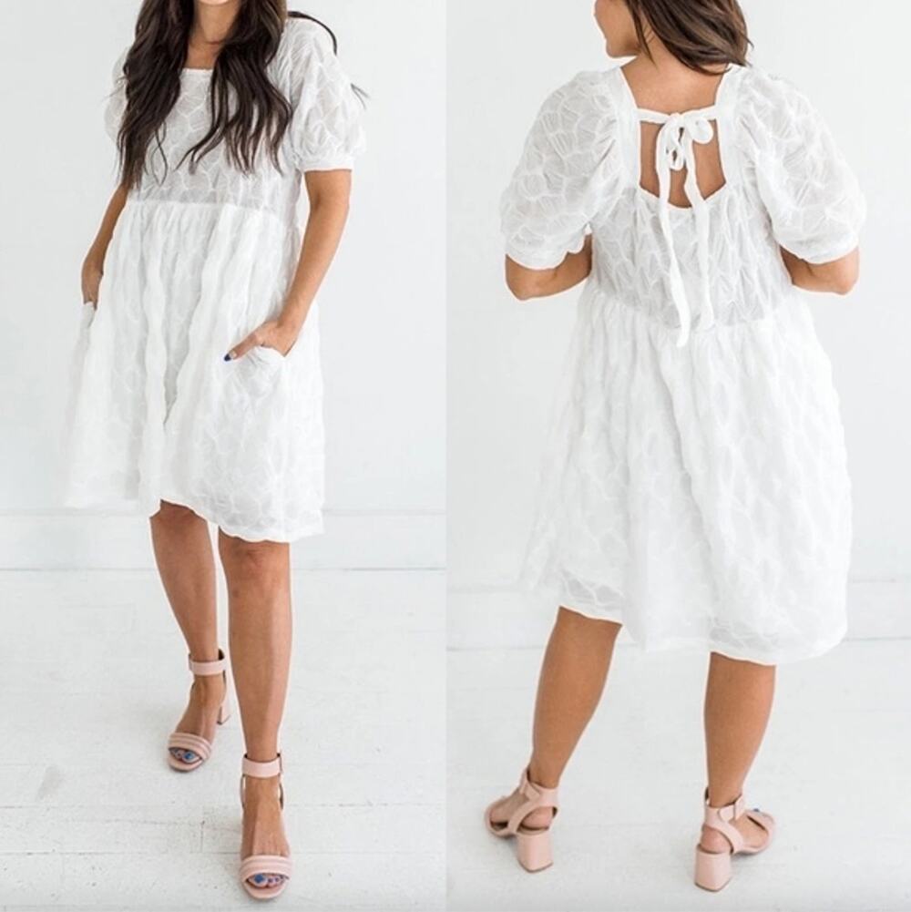 Hayden Puff Sleeve Baby Doll Dress Size M Square Neck Party Minimalist Date